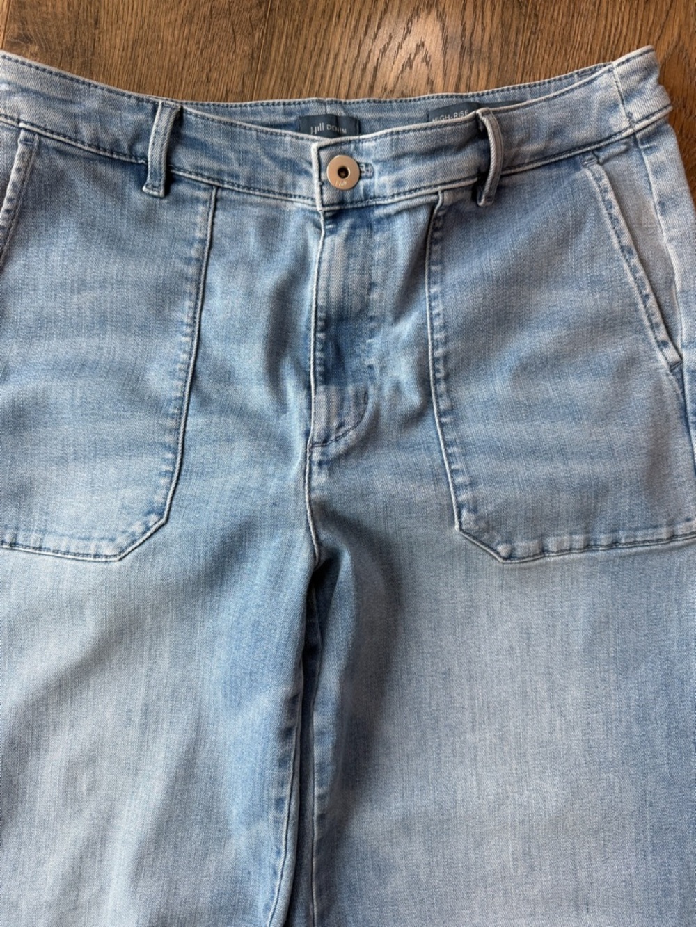 J. Jill Denim High-Rise Wide Leg Women's 12 Light Wash Comfort Preppy Stretchy - Picture 3 of 16
